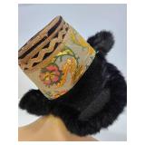 Vintage Oriental Tibetan Ladies Hat w/Fur Trim