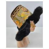 Vintage Oriental Tibetan Ladies Hat w/Fur Trim