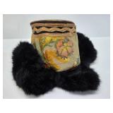 Vintage Oriental Tibetan Ladies Hat w/Fur Trim