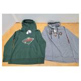 2 Brand New with Tags Minnesota Wild Hooded Sweatshirts - Size XL & Medium