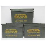 Lot of 7 Vintage Steel US Military Ammo Crates