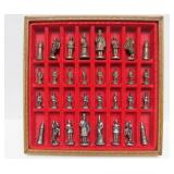 Nice Vintage Cast Metal Portable Chess Set