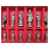 Nice Vintage Cast Metal Portable Chess Set