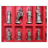 Nice Vintage Cast Metal Portable Chess Set
