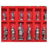 Nice Vintage Cast Metal Portable Chess Set