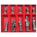 Nice Vintage Cast Metal Portable Chess Set