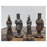 Nice Vintage Cast Metal Portable Chess Set