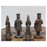 Nice Vintage Cast Metal Portable Chess Set