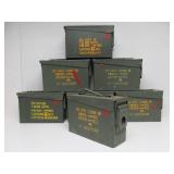 Lot of 7 Orig Vintage US Military Steel Ammo Crates #1
