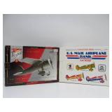 2 Mint in Box Diecast Metal Airplane Banks