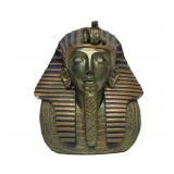 Signed Vintage Egyptian Bust of King Tut Candle Holder Sculpture w/Glowing Eyes