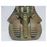 Signed Vintage Egyptian Bust of King Tut Candle Holder Sculpture w/Glowing Eyes
