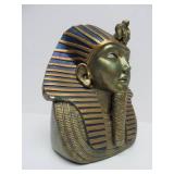 Signed Vintage Egyptian Bust of King Tut Candle Holder Sculpture w/Glowing Eyes