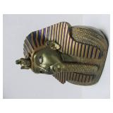 Signed Vintage Egyptian Bust of King Tut Candle Holder Sculpture w/Glowing Eyes