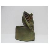 Signed Vintage Egyptian Bust of King Tut Candle Holder Sculpture w/Glowing Eyes