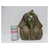 Signed Vintage Egyptian Bust of King Tut Candle Holder Sculpture w/Glowing Eyes