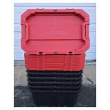 Lot of 7 New or Like New Heavy Duty HUSKY Latch & Stack 15 Gallon Totes w/Lids