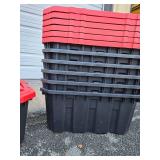 Lot of 7 New or Like New Heavy Duty HUSKY Latch & Stack 15 Gallon Totes w/Lids