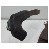 Very Cool Thick Stag Handled Knife w/Leather Sheath