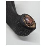 Very Cool Thick Stag Handled Knife w/Leather Sheath