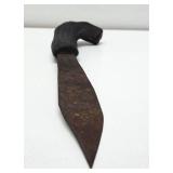 Very Cool Thick Stag Handled Knife w/Leather Sheath