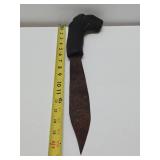 Very Cool Thick Stag Handled Knife w/Leather Sheath