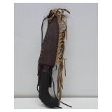 Very Cool Thick Stag Handled Knife w/Leather Sheath