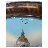 Antique Reverse Painted on Glass Oval Artwork - US Capitol Building