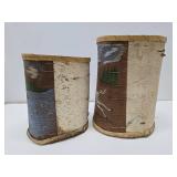 2 Handpainted and Handmade Native American Bark Baskets