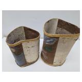 2 Handpainted and Handmade Native American Bark Baskets