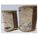 2 Handpainted and Handmade Native American Bark Baskets