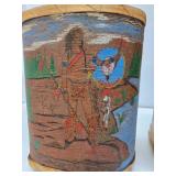 2 Handpainted and Handmade Native American Bark Baskets