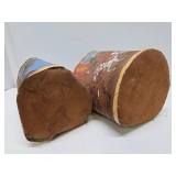 2 Handpainted and Handmade Native American Bark Baskets