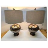 Very Nice Large Pair of Designer Bulbous Glass Table Lamps