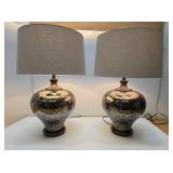 Very Nice Large Pair of Designer Bulbous Glass Table Lamps
