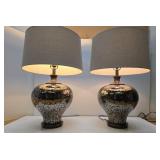 Very Nice Large Pair of Designer Bulbous Glass Table Lamps