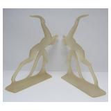 Wonderful Mid Century Pair of Lucite/Acrylic Leaping Gazelle Statues
