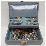 Vintage Jewelry Box Full of Signed Costume Jewelry