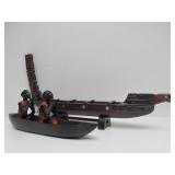 2 Vintage Hand Carved African Canoe/Boat Sculptures