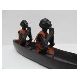 2 Vintage Hand Carved African Canoe/Boat Sculptures