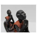 2 Vintage Hand Carved African Canoe/Boat Sculptures