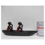 2 Vintage Hand Carved African Canoe/Boat Sculptures