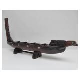 2 Vintage Hand Carved African Canoe/Boat Sculptures