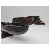 2 Vintage Hand Carved African Canoe/Boat Sculptures