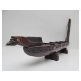 2 Vintage Hand Carved African Canoe/Boat Sculptures