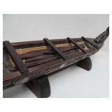 2 Vintage Hand Carved African Canoe/Boat Sculptures