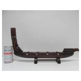 2 Vintage Hand Carved African Canoe/Boat Sculptures