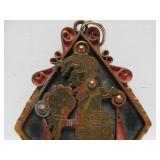Large Vintage Copper / Brass Signed Aztec Mayan Style Pendant