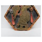 Large Vintage Copper / Brass Signed Aztec Mayan Style Pendant