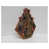 Large Vintage Copper / Brass Signed Aztec Mayan Style Pendant
